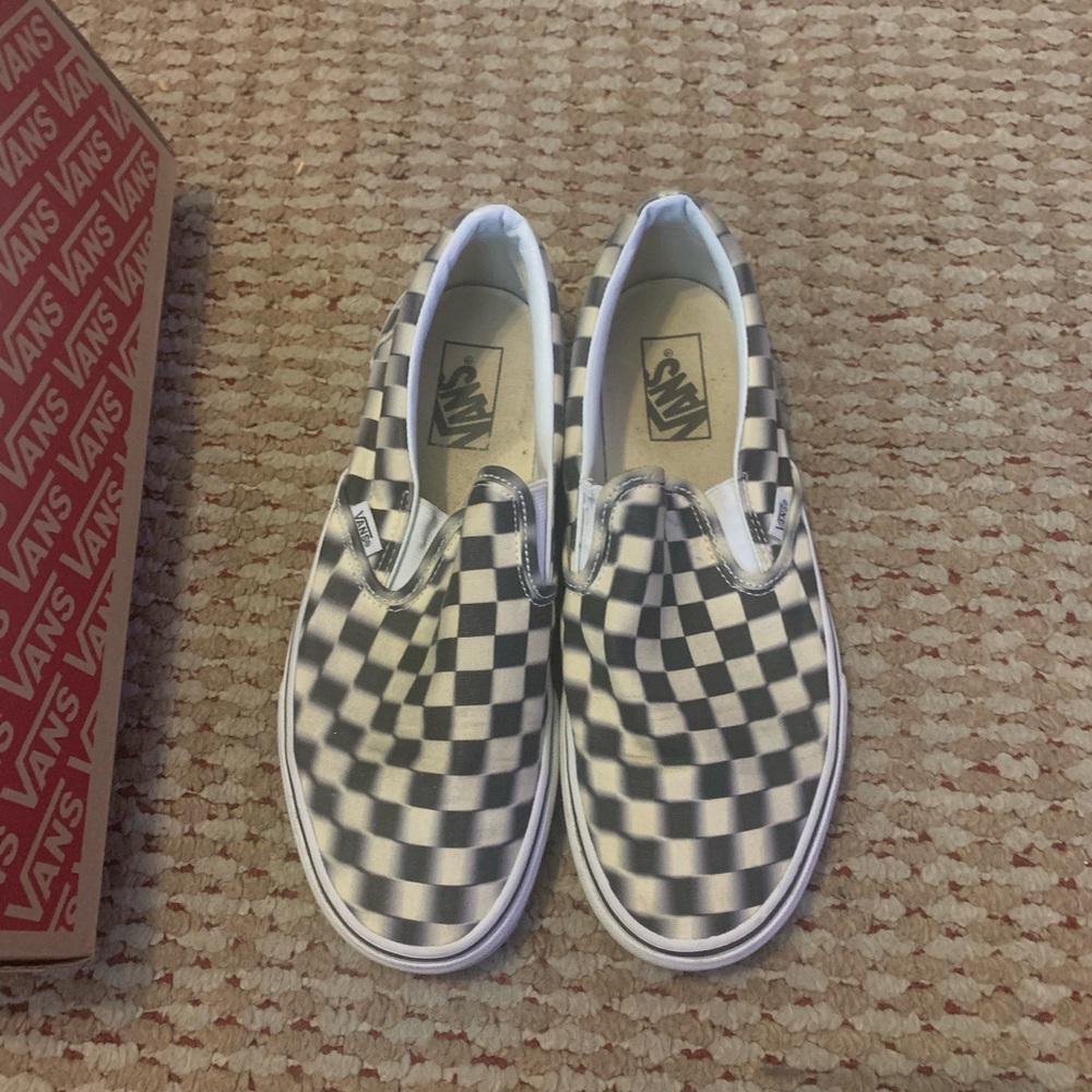 Blur checkered vans